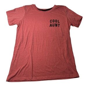 Normcore Graphic Tee Soft Peach Linen Blend “Cool Aunt” Retro Casual Simple Top
